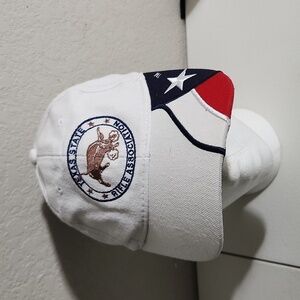 Texas State Hat Rifle Association Rock Point Red White Blue Bull Strap Back